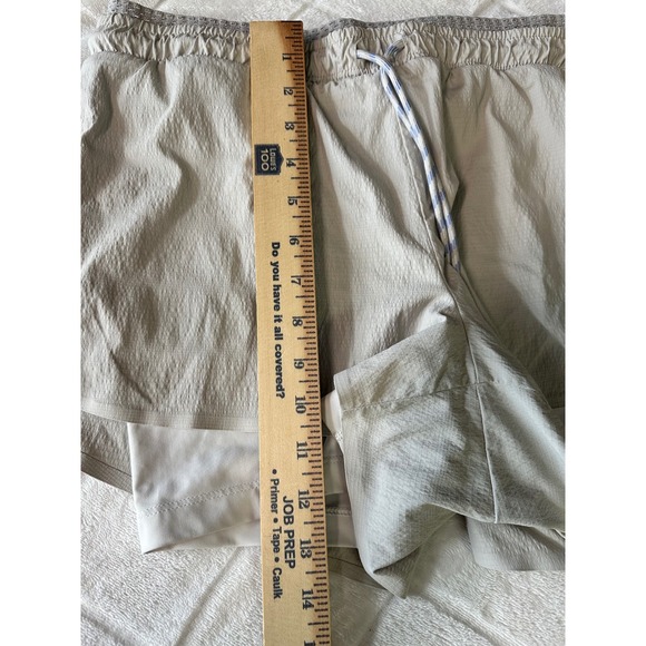 Athleta Womens Crest 2 in 1 Shortie Shorts Light Tan Size 10 Athletic Running - Picture 6 of 8